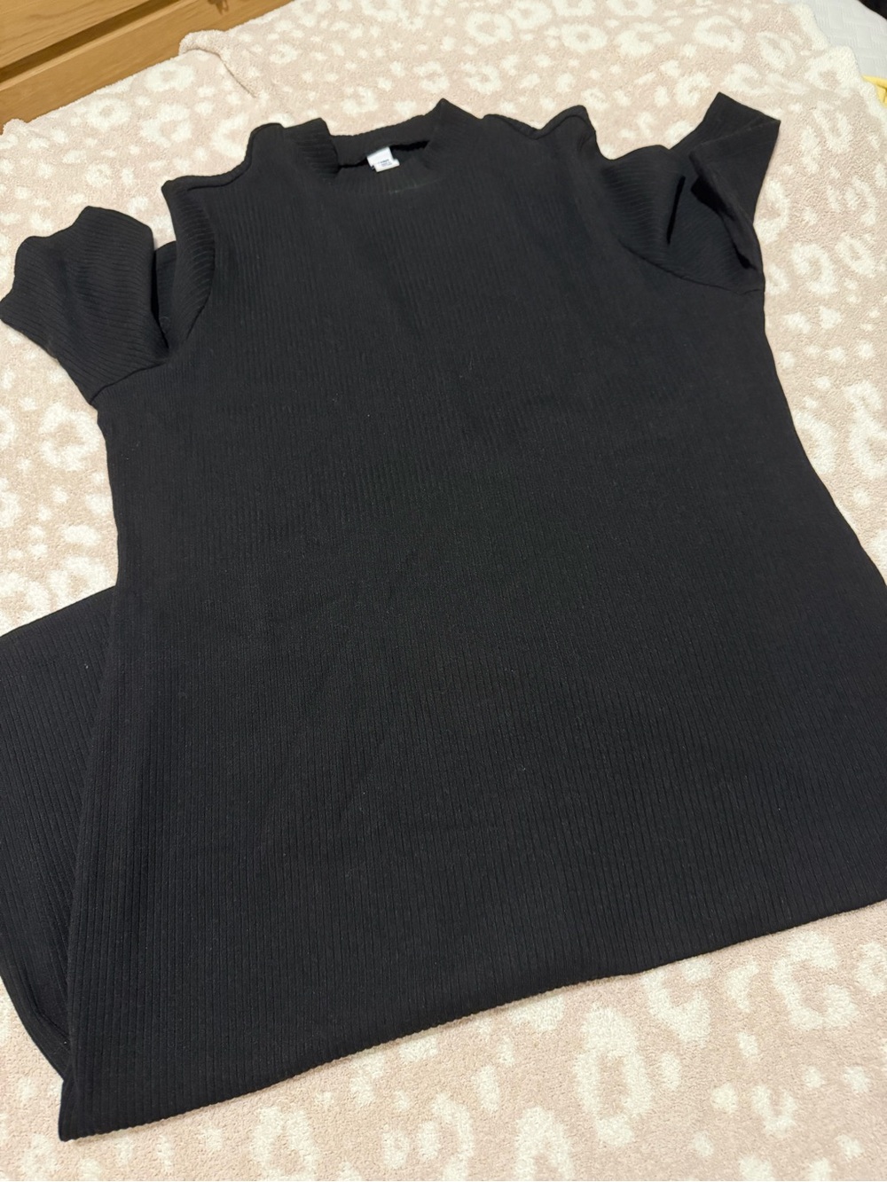 Old Navy Black Ribbed Mock Neck Midi Dress